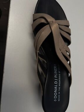 Donald J. Pliner Taupe Strappy Slide Mule